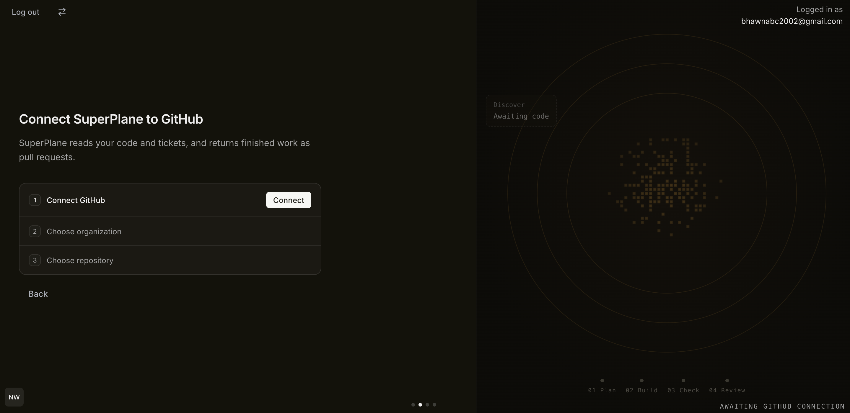 SuperPlane setup screen for connecting GitHub