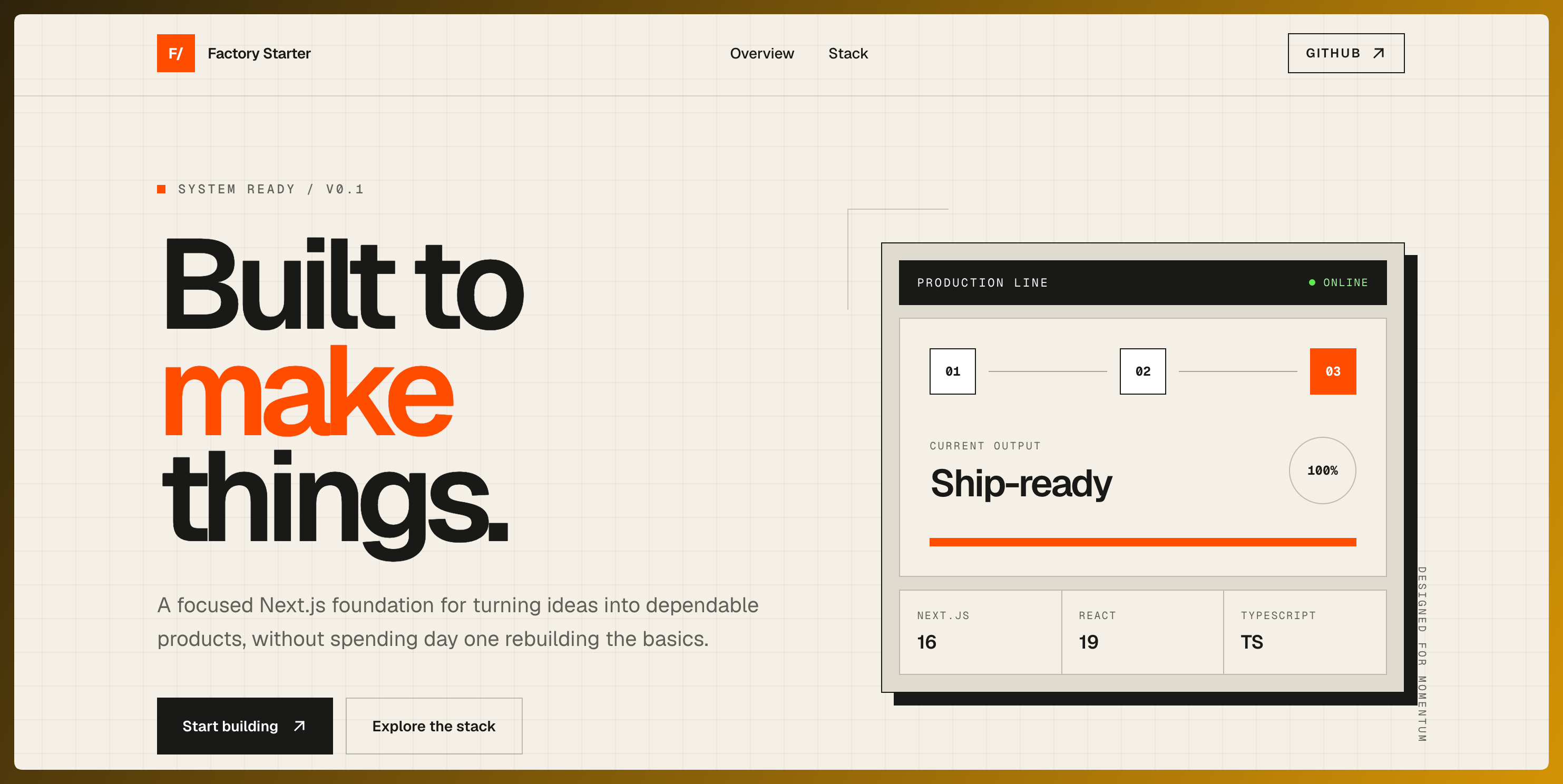 Finished Factory Starter App homepage deployed to production