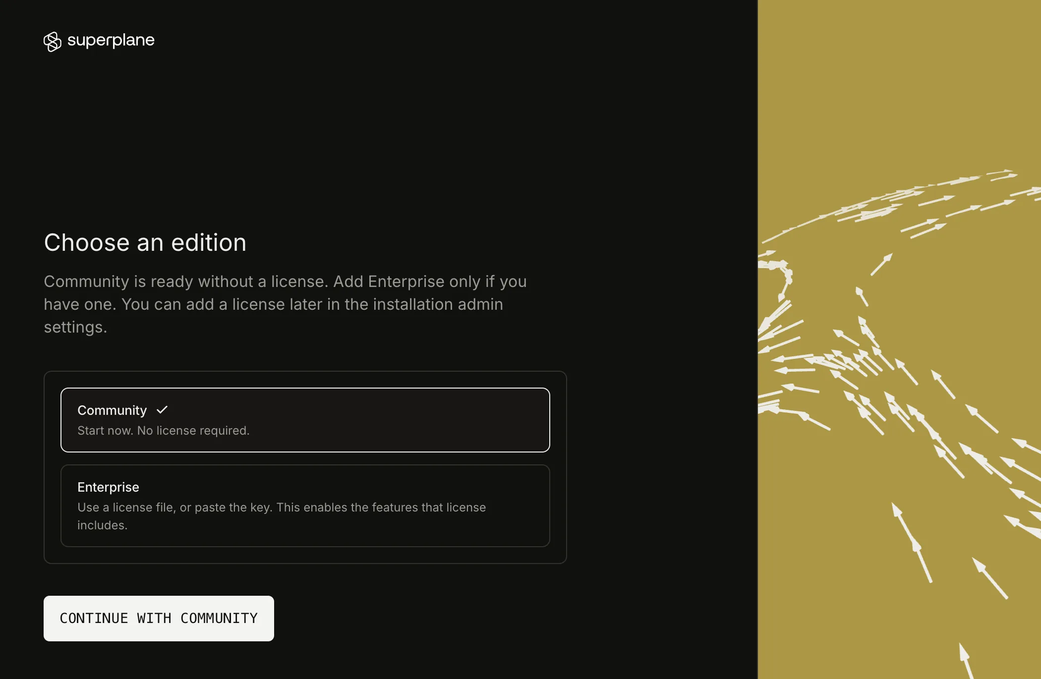 Choose an edition with Community selected