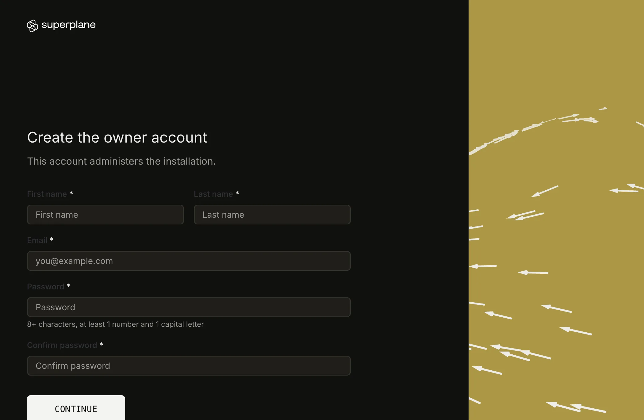 Create the owner account form
